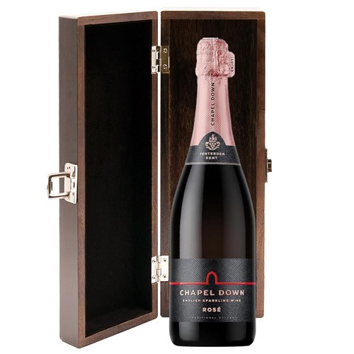 Chapel Down Rose English Sparkling Wine 75cl in Elm Wood Gift Box